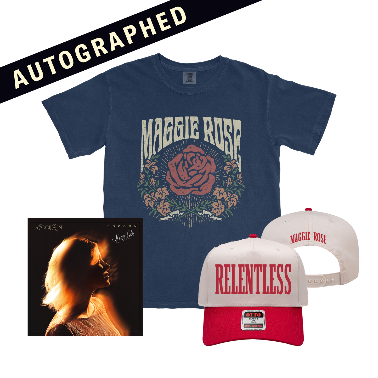 Autographed Cocoon Bundle - Navy Rose Tee (Pre-Order)