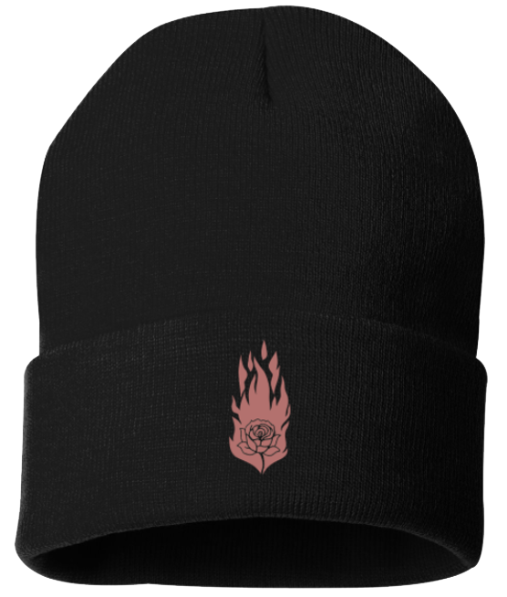 Burning Rose Black Beanie