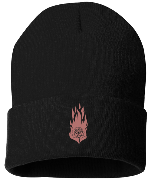 Burning Rose Black Beanie